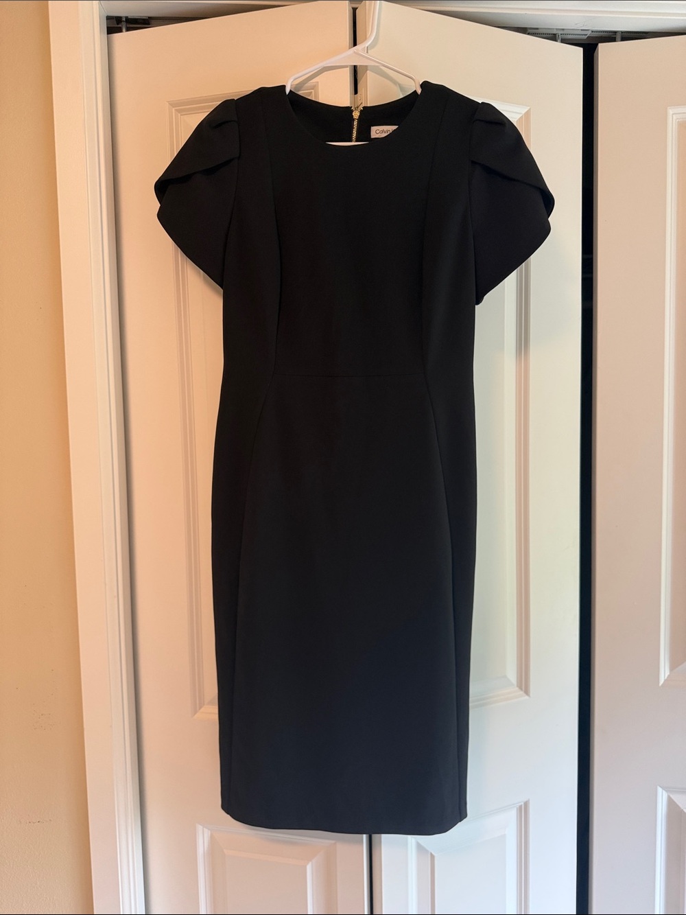 Calvin Klein Black Tulip-Sleeve Sheath Dress